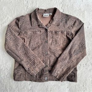 Chico’s Design brown animal print button up jacket, size 1